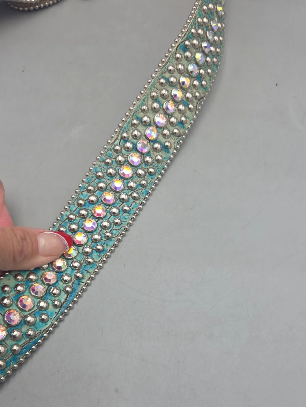 BB Simon Swarovski Belt Aqua Green Light Teal Women Medium